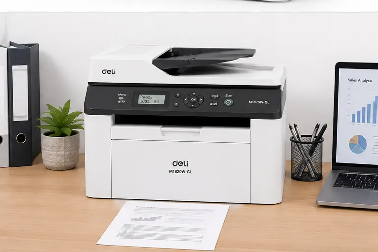 Deli Mono Laser Multi-function Printer, WiFi, Print/Copy/Scan, 20ppm الموديل: M1820W-GL